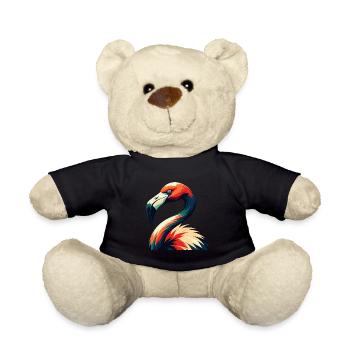 Flamingo Cartoon Character Colorful Pet Animal - Teddy Bear - black - Front