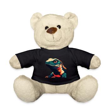 Lizard Cartoon Character Colorful Pet Animal - Teddy Bear - black - Front