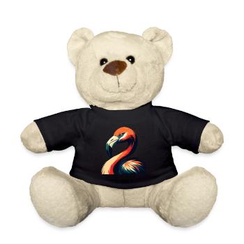 Flamingo Cartoon Character Colorful Pet Animal - Teddy Bear - black - Front