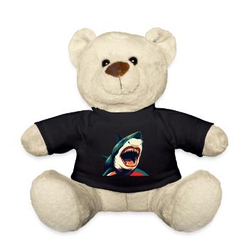 Shark Cartoon Character Colorful Pet Animal - Teddy Bear - black - Front