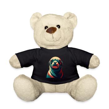 Seal Cartoon Character Colorful Pet Animal - Teddy Bear - black - Front