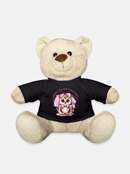 Eule Schulranzen rosa - Hurra ich bin Schulkind - Teddy - Schwarz
