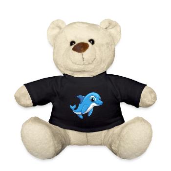 Delfin Niedliche Maskottchen Zeichentrickfigur Kawaii - Teddy - Schwarz - Vorne