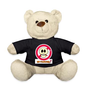 No Smoking Skull Face - Funny Emoticon - Teddy Bear - black - Front