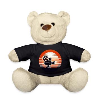 Vintage Cinema Sunset Retro Projector Movie - Teddy Bear - black - Front