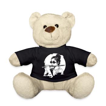 Drawing flutist - Teddy Bear - black - Front