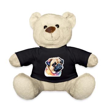 Mops Wasserfarben - Teddy - Schwarz - Vorne