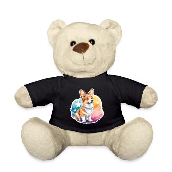 Welsh Corgi Pembroke Watercolor - Teddy Bear - black - Front