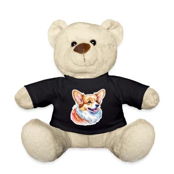 Welsh Corgi Pembroke Watercolor - Teddy Bear - black - Front