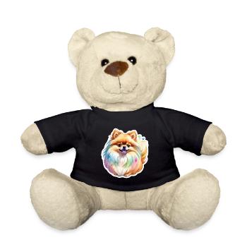 Poméranien Poméranien Aquarelle - Nounours - noir - Devant