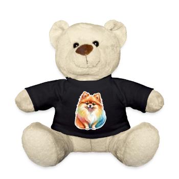 Poméranien Poméranien Aquarelle - Nounours - noir - Devant