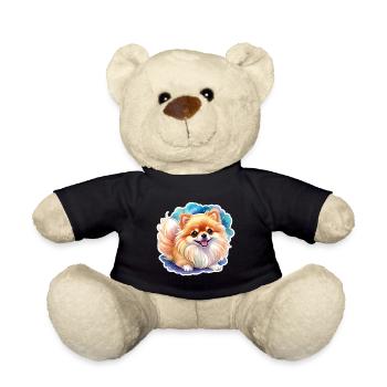 Poméranien Poméranien Aquarelle - Nounours - noir - Devant