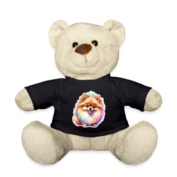 Poméranien Poméranien Aquarelle - Nounours - noir - Devant