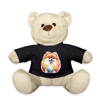 Poméranien Poméranien Aquarelle - Nounours - noir - Devant