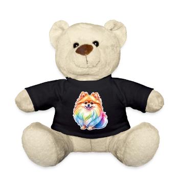 Poméranien Poméranien Aquarelle - Nounours - noir - Devant