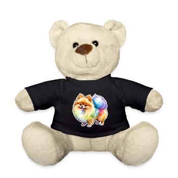 Poméranien Poméranien Aquarelle - Nounours - noir - Devant