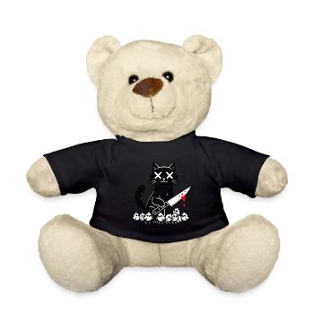 "Chat Noir Protecteur– T-Shirt Humour Noir" - Nounours - noir - Devant
