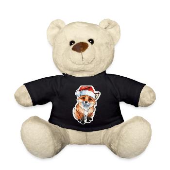 Fox Christmas Watercolors - Teddy Bear - black - Front