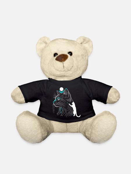 Chat Bastet minimaliste de profil avec lune - Nounours - noir
