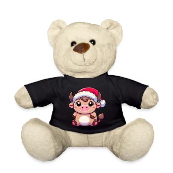 Süße Chibi Weihnachtskuh Cartoon Design - Teddy - Schwarz - Vorne