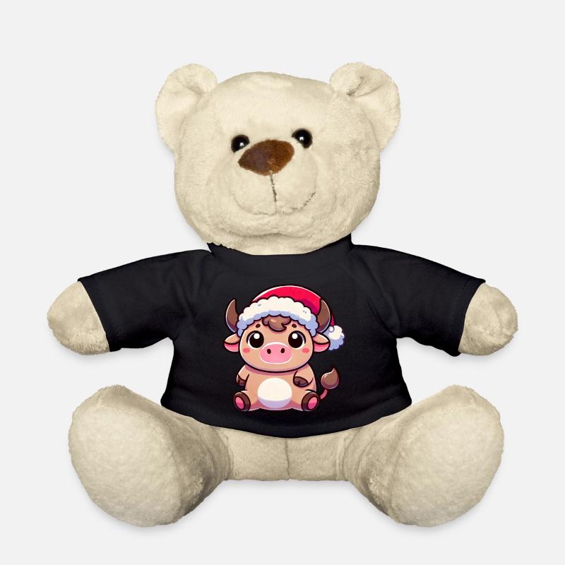 Mignon Chibi Noël Vache Dessin Animé - Nounours - noir