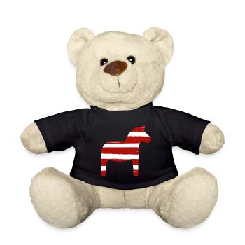 Dala Horse Stripes Christmas Scandinavia Decoration - Teddy Bear - black - Front
