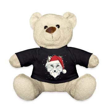 witziger Polarfuchs im festlichen Weihnachtsdesign - Teddy - Schwarz - Vorne