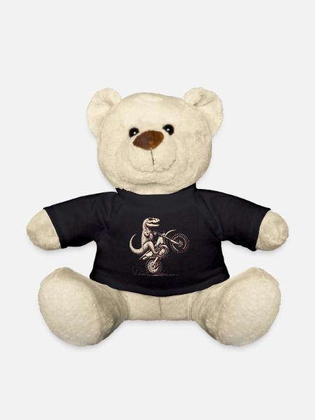 Dino Wheelie auf Dirt Bike Grafik - Teddy - Schwarz