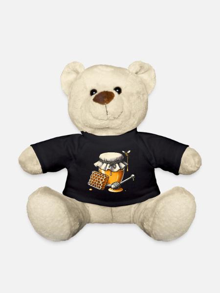 Rustikales Honigglas mit tropfender Wabe - Teddy - Schwarz