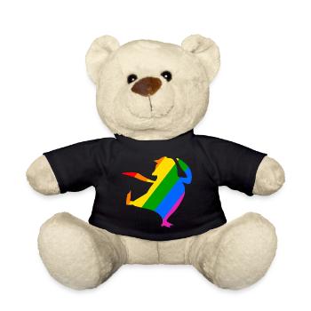 Regenbogen Pinguin macht Karate - Teddy - Schwarz - Vorne