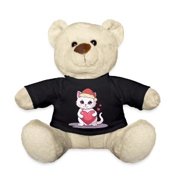 Xmas Cat Kitten Cats Santa Claus - Teddy Bear - black - Front