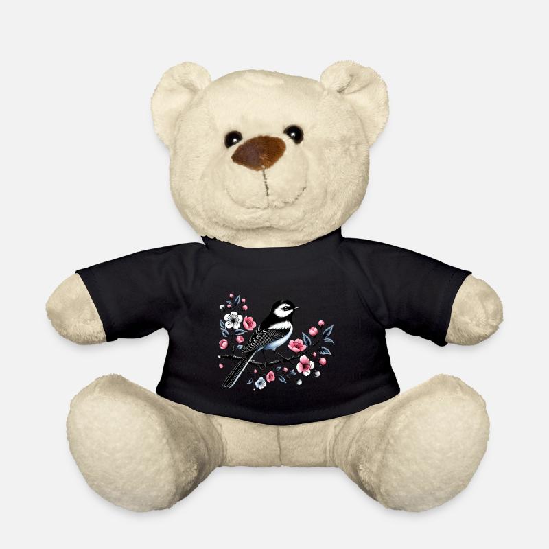 Chicadee auf blühendem Ast Design - Teddy - Schwarz