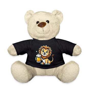 Cute Lion Drinking Beer 3 - Teddy - Schwarz - Vorne