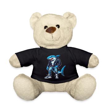 Cooler Hai im Lederjacken-Design - Teddy - Schwarz - Vorne