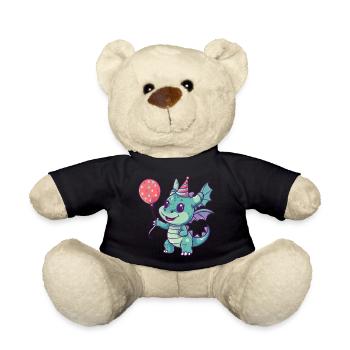 Drache Geburtstag Comic Niedlich - Teddy - Schwarz - Vorne