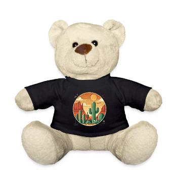 Desert Sunset with Cacti Landscape - Teddy Bear - black - Front