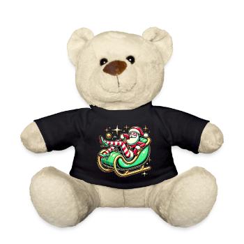 Sassy Santa Lounging on Sleigh - Teddy Bear - black - Front