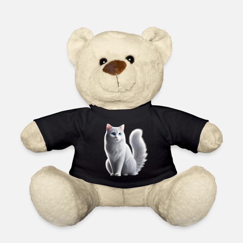 Chat Blanc Yeux Bleus - Nounours - noir