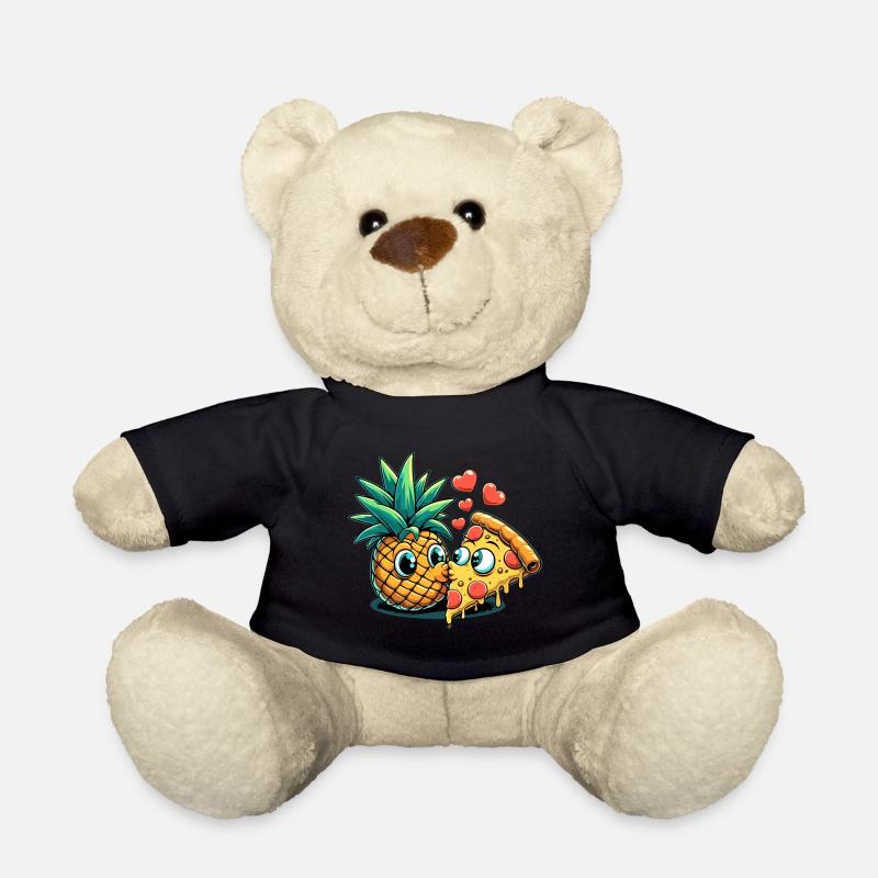 Pizza Hawaii Kuss Liebe Beziehung witzig Geschenk - Teddy - Schwarz
