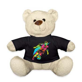 Soccer Player Retrowave - Teddy Bear - black - Front