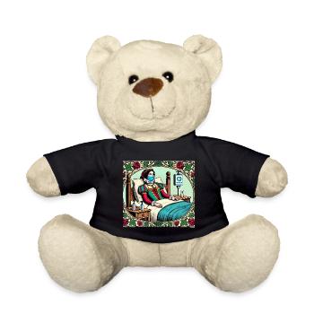 Funny Medieval Princess in Quarantine - Teddy Bear - black - Front