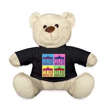 Berlin Skyline Stadt Deutschland Pop Art Style - Teddy - Schwarz - Vorne