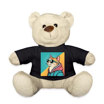 Cooles Katze Design im Pop Art Stil für alle - Teddy - Schwarz - Vorne