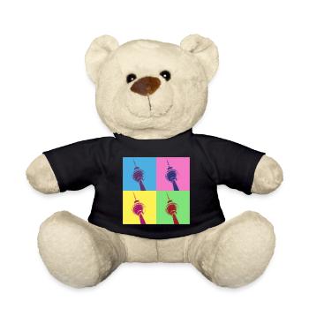 Berlin Skyline Stadt Deutschland Pop Art Style - Teddy - Schwarz - Vorne