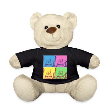 Berlin Skyline Stadt Deutschland Pop Art Style - Teddy - Schwarz - Vorne