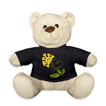 Schlüsselblume mit Herz – Liebevolles Motiv - Teddy - Schwarz - Vorne