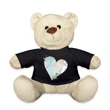 Sanftes Herzmotiv in Pastelltönen mit Liebe - Teddy - Schwarz - Vorne