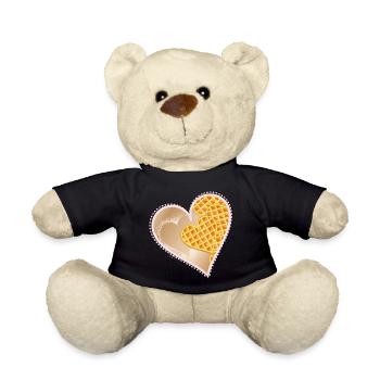 Heart waffles with powdered sugar and lace rim - Teddy Bear - black - Front