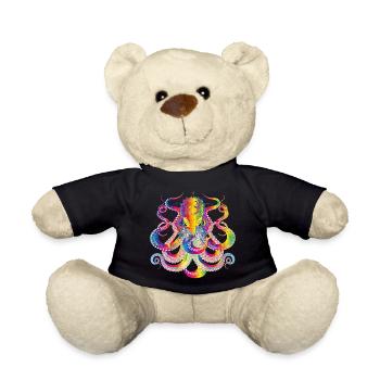 colorful octopus and many details - Teddy Bear - black - Front