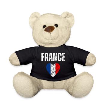J’aime la France, drapeau de la France - Nounours - noir - Devant